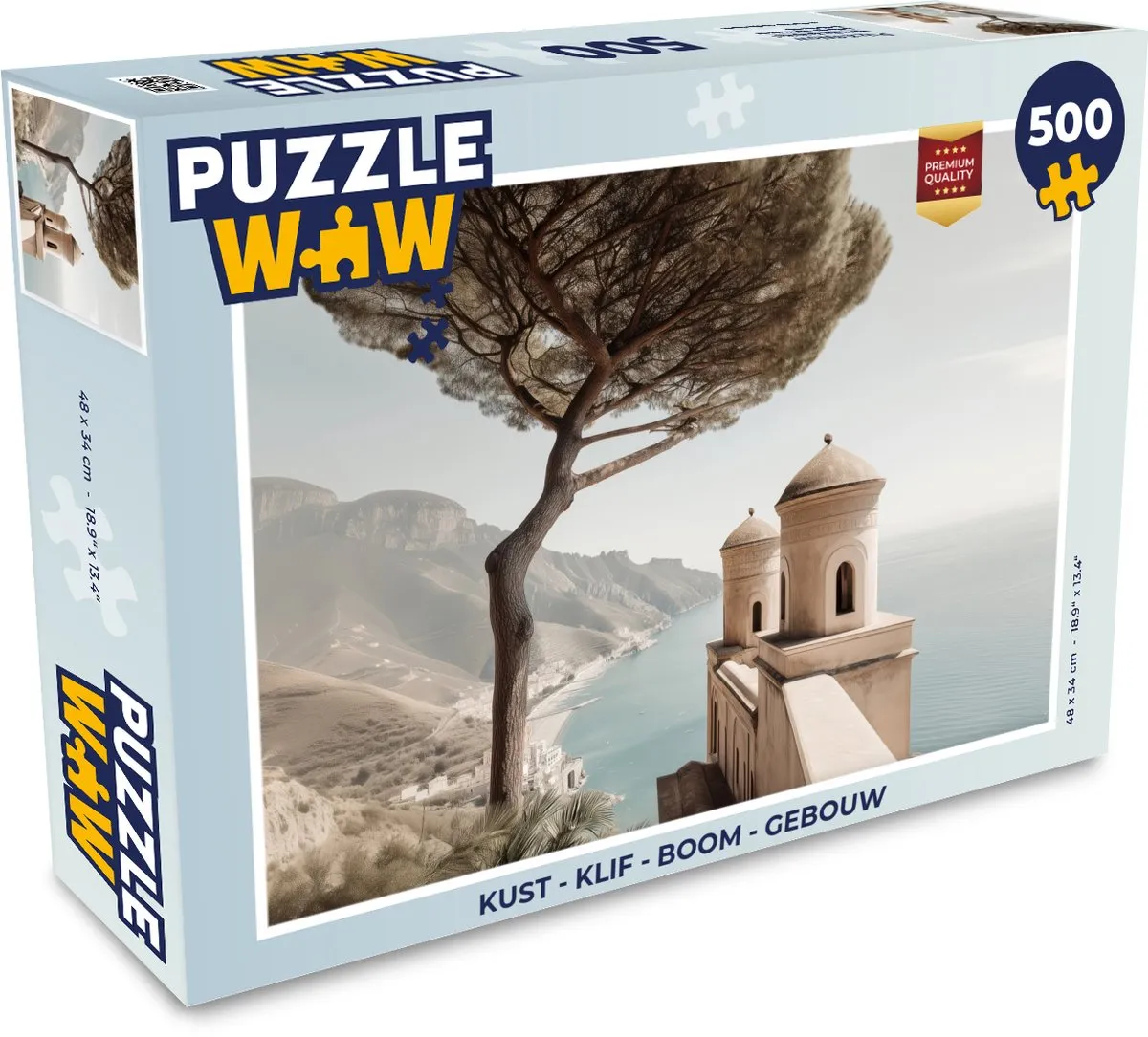 PuzzleWow Kust Klif Boom Gebouw Legpuzzel 500 Stuks