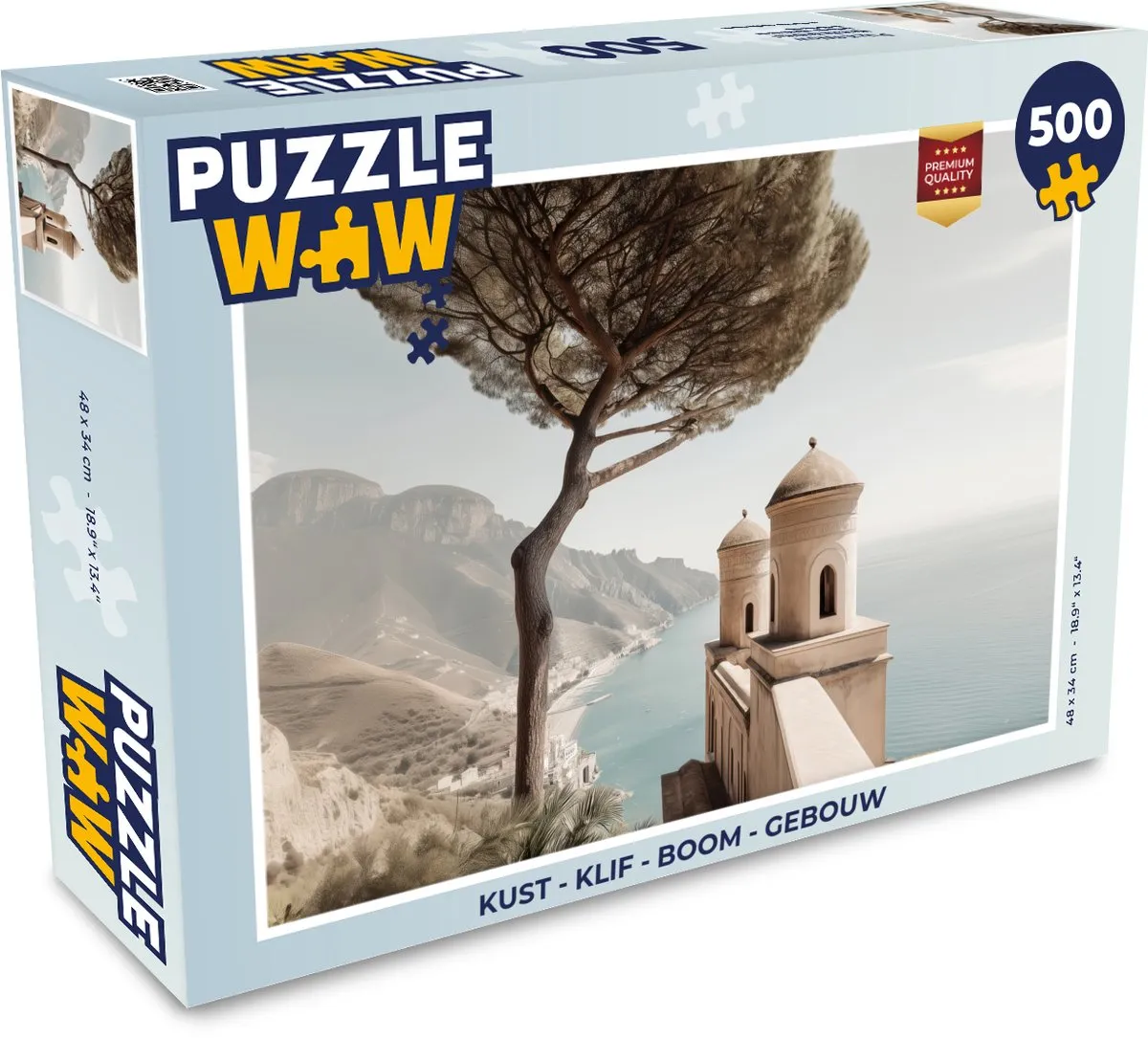 PuzzleWow Kust Klif Boom Gebouw Legpuzzel 500 Stuks