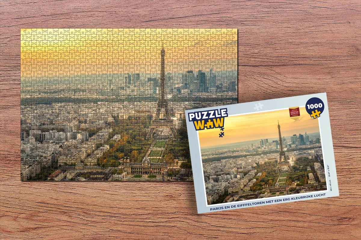 PuzzleWow Parijs en Eiffeltoren Legpuzzel 1000 Stuks - Multicolor