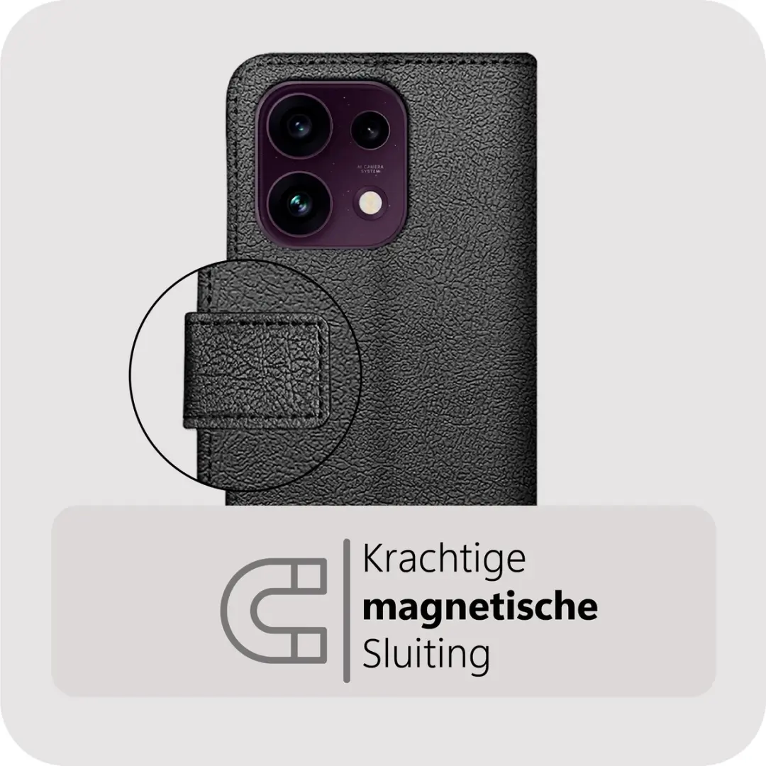 Just in Case Bookcase Classic Oppo Reno16 F/FS Hoesje - Zwart - afbeelding 3 van 6