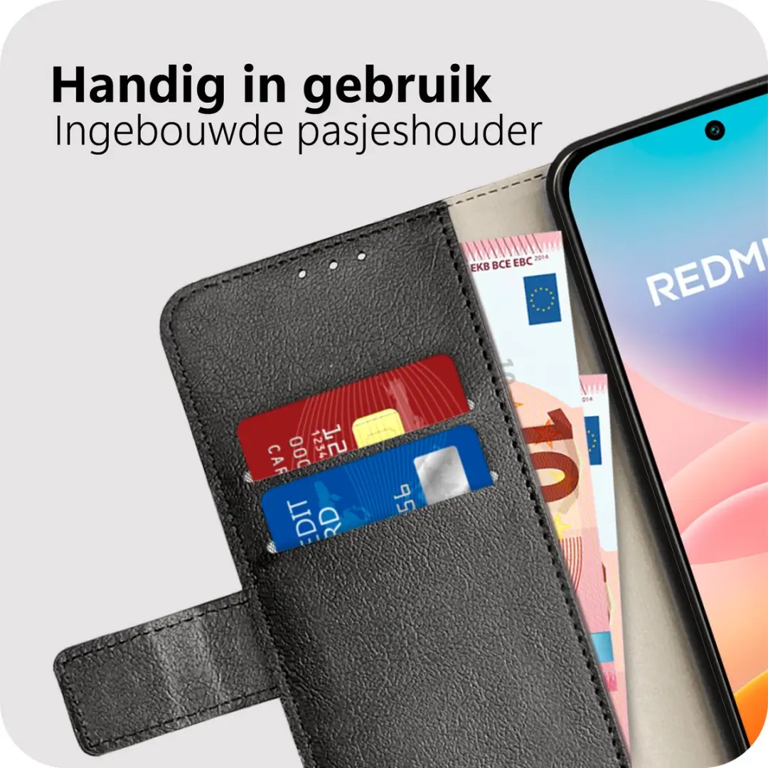 Just in Case Bookcase Classic Hoesje - Xiaomi Redmi 17 - Zwart - afbeelding 6 van 6