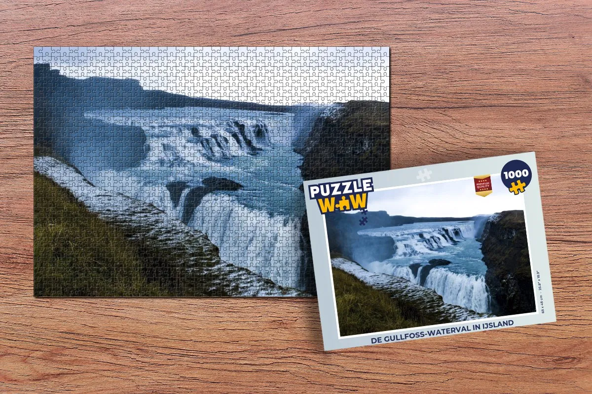 PuzzleWow De Gullfoss Waterval Legpuzzel 1000 Stuks - Multicolor