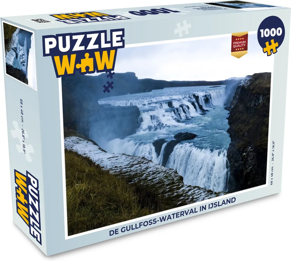 PuzzleWow De Gullfoss Waterval Legpuzzel 1000 Stuks - Multicolor