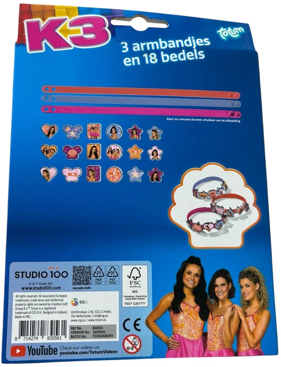 K3 Armbandjes Set - 21 Stuks - Roze/Blauw/Geel