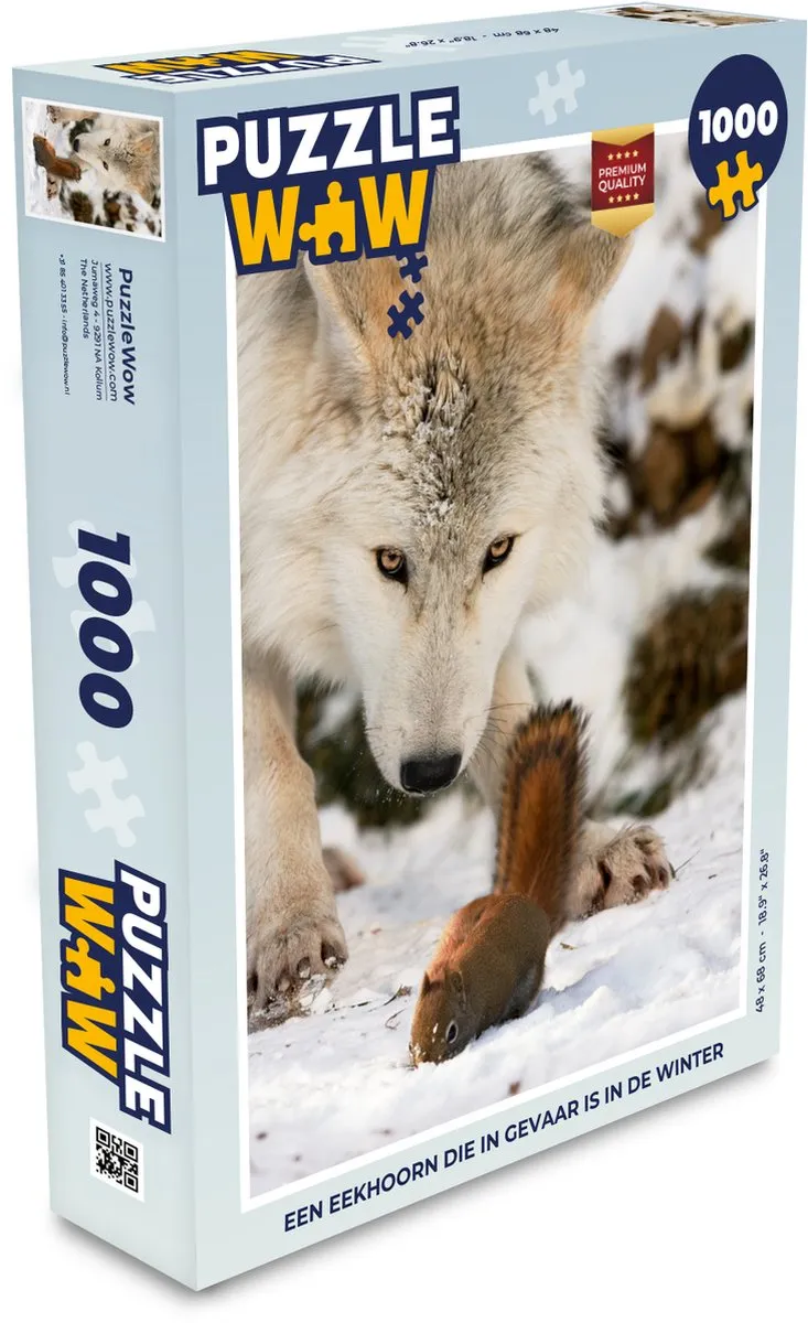 PuzzleWow Legpuzzel 1000 Stuks - Eekhoorn & Wolf Multicolor