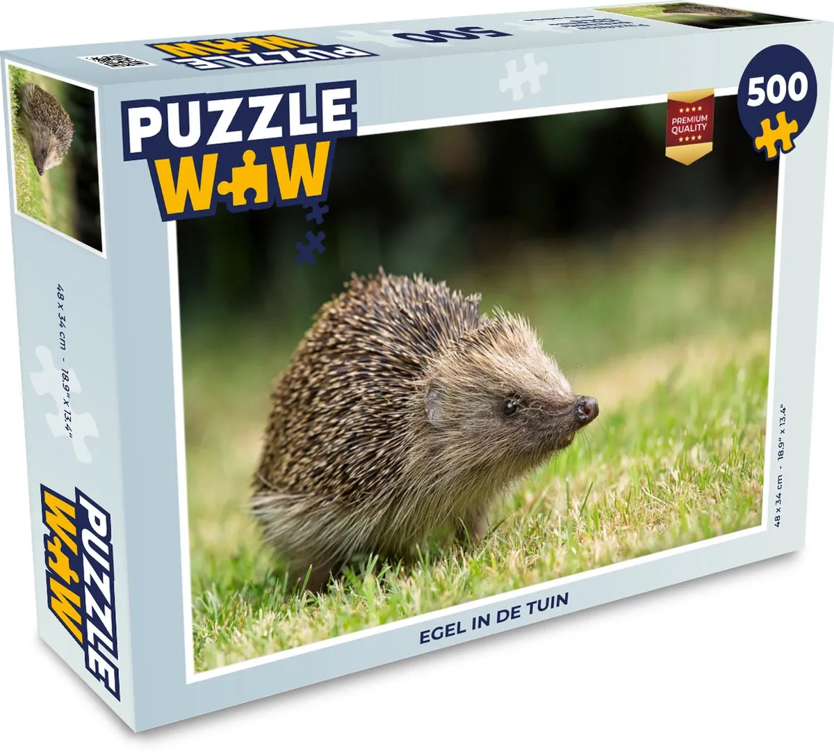 PuzzleWow Legpuzzel Egel in de Tuin 500 Stuks - Multicolor