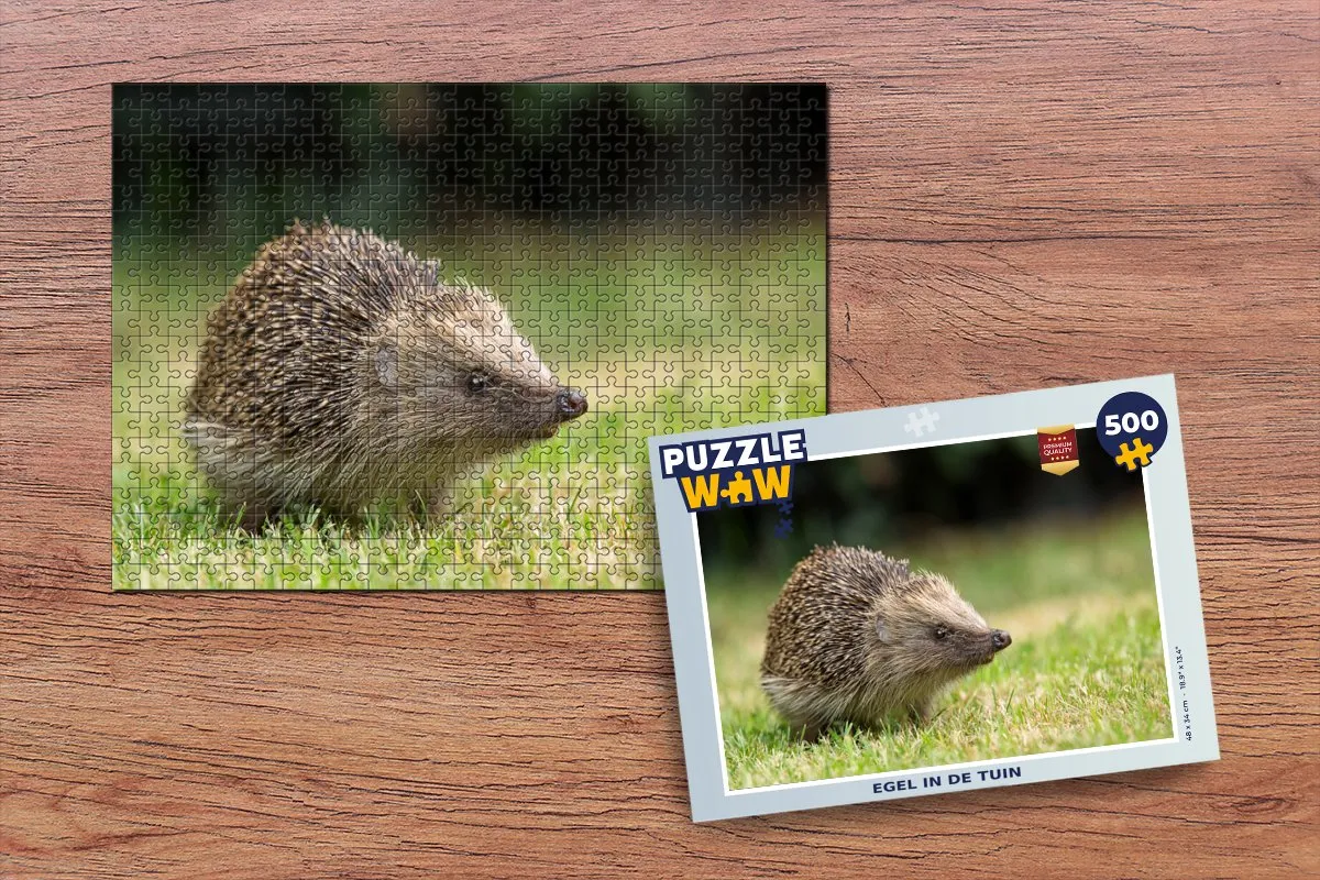 PuzzleWow Legpuzzel Egel in de Tuin 500 Stuks - Multicolor