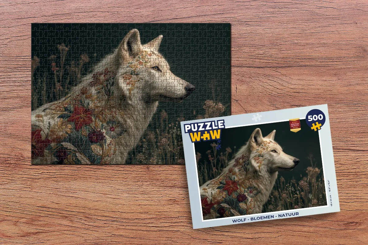 PuzzleWow Bloemen Legpuzzel 500 Stuks - Wolf - MPN 8721406853640
