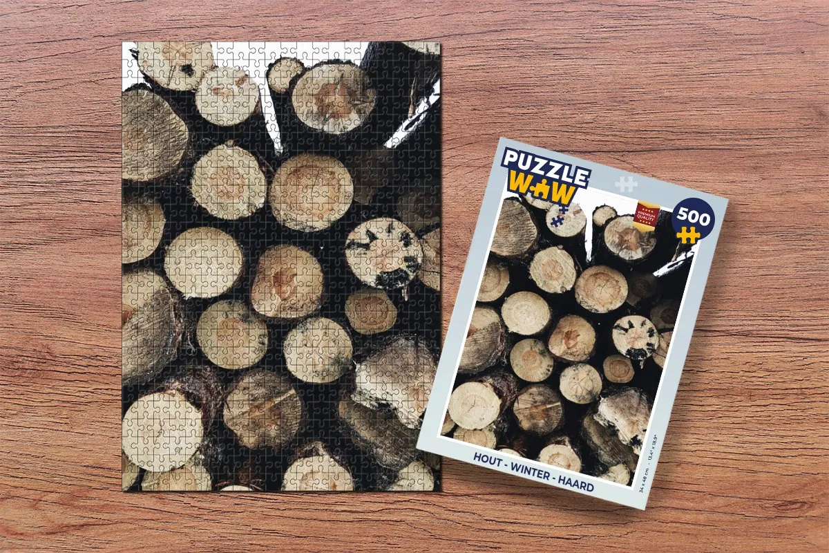 PuzzleWow Winter Haard Boomstam Legpuzzel 500 Stuks - Multicolor