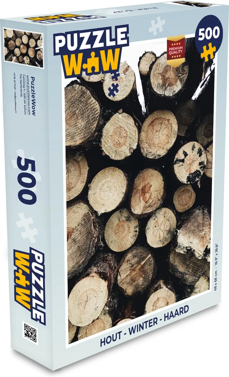 PuzzleWow Winter Haard Boomstam Legpuzzel 500 Stuks - Multicolor