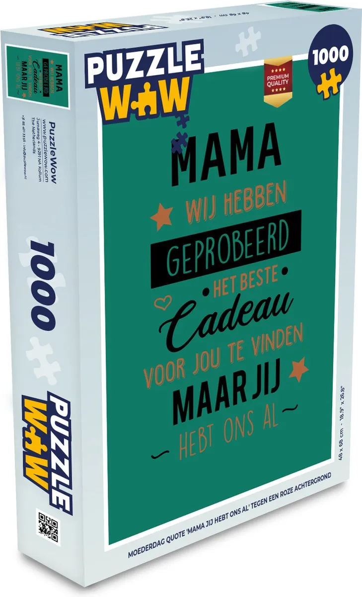 PuzzleWow Mama Jij Hebt Ons Al Legpuzzel 1000 Stuks