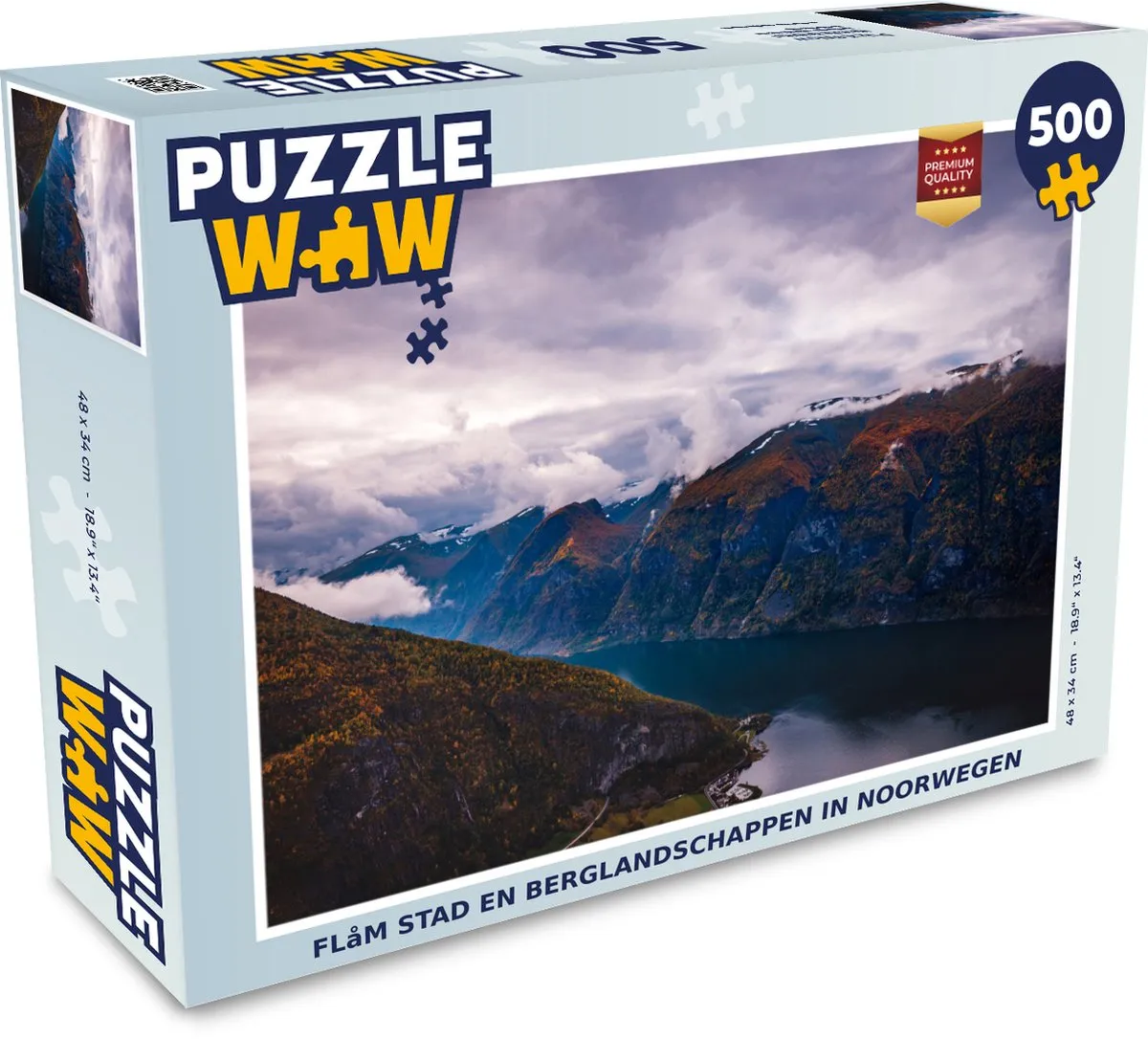 PuzzleWow Flåm Stad & Berglandschappen Legpuzzel 500 Stuks
