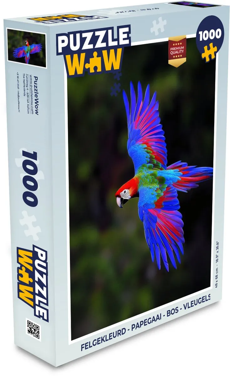 PuzzleWow Papegaai Bos Legpuzzel 1000 Stuks - Felgekleurd