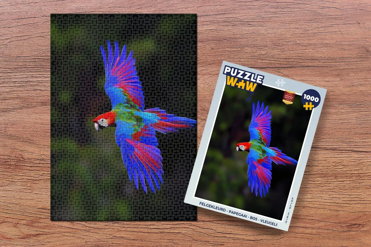 PuzzleWow Papegaai Bos Legpuzzel 1000 Stuks - Felgekleurd