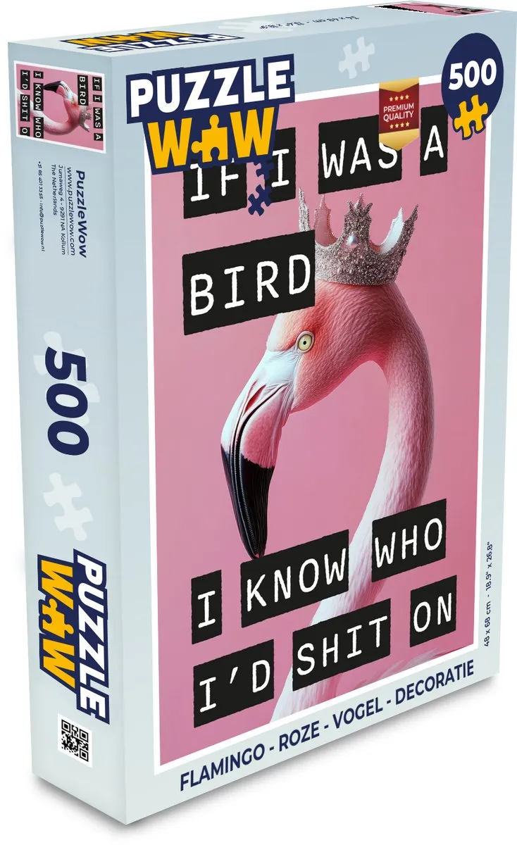 PuzzleWow Flamingo Legpuzzel 500 Stuks - Roze