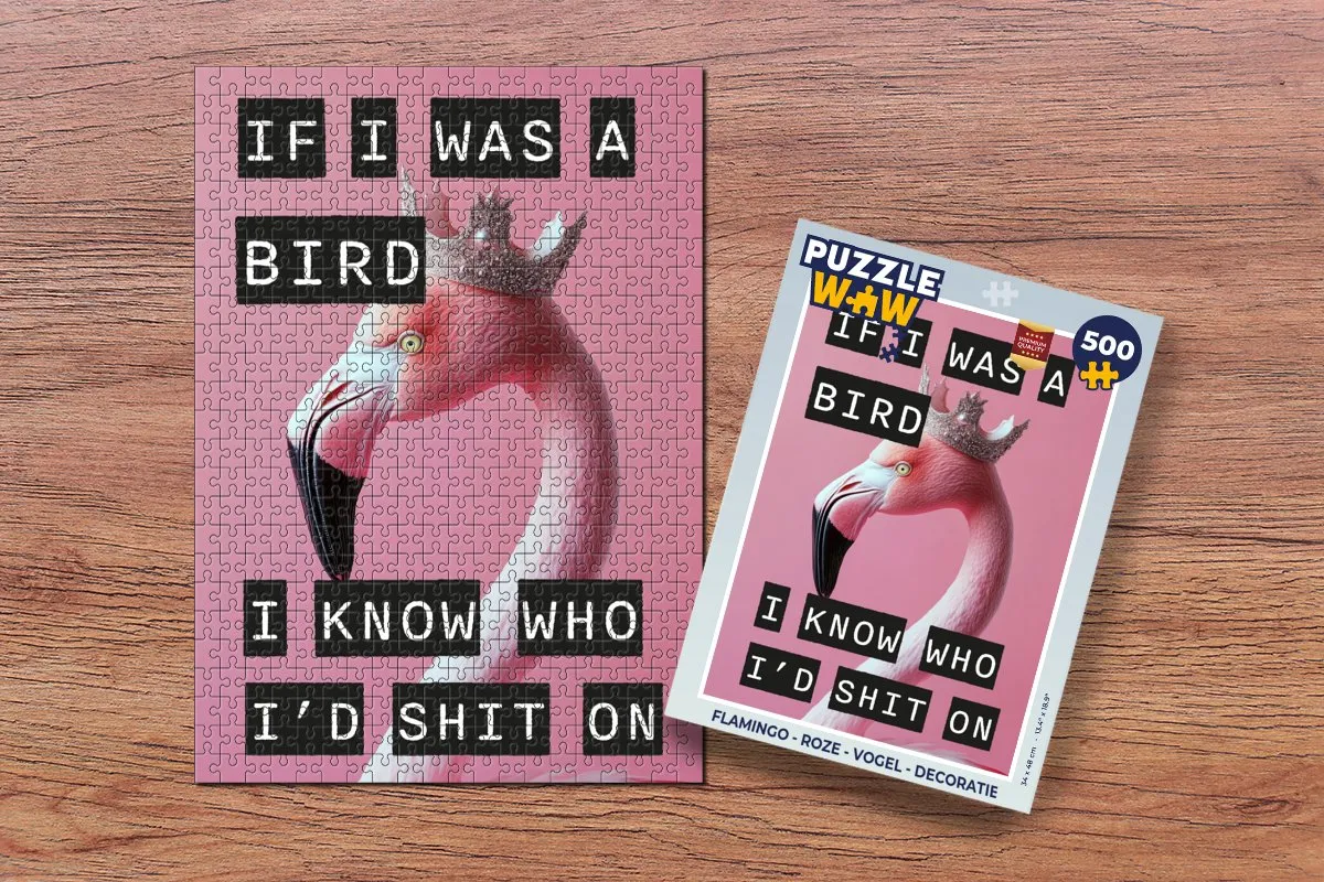 PuzzleWow Flamingo Legpuzzel 500 Stuks - Roze
