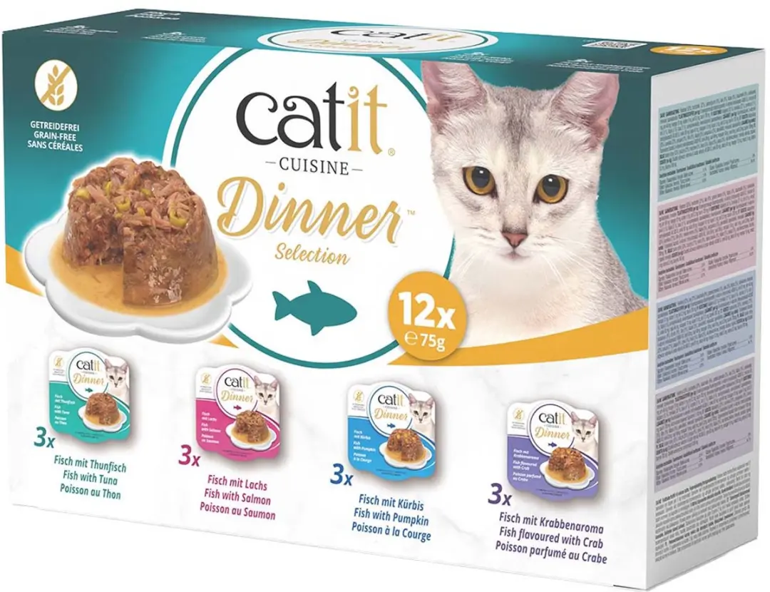Catit Cuisine voer Dinner Fish Multipack voor katten 12x75g