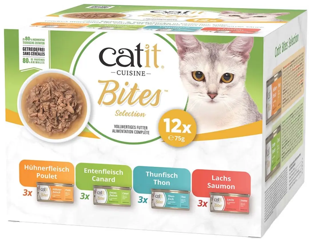 Catit Cuisine voer Bites Variety Pack voor katten 12x75g