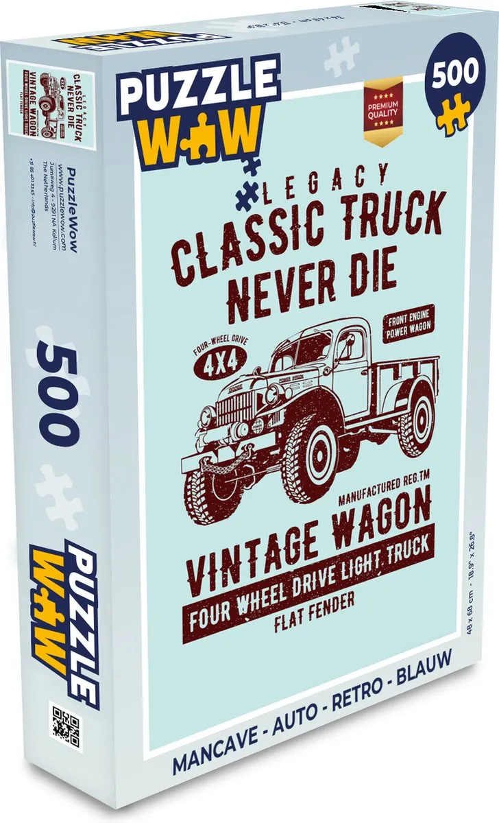 PuzzleWow Mancave Auto Retro Legpuzzel 500 Stuks