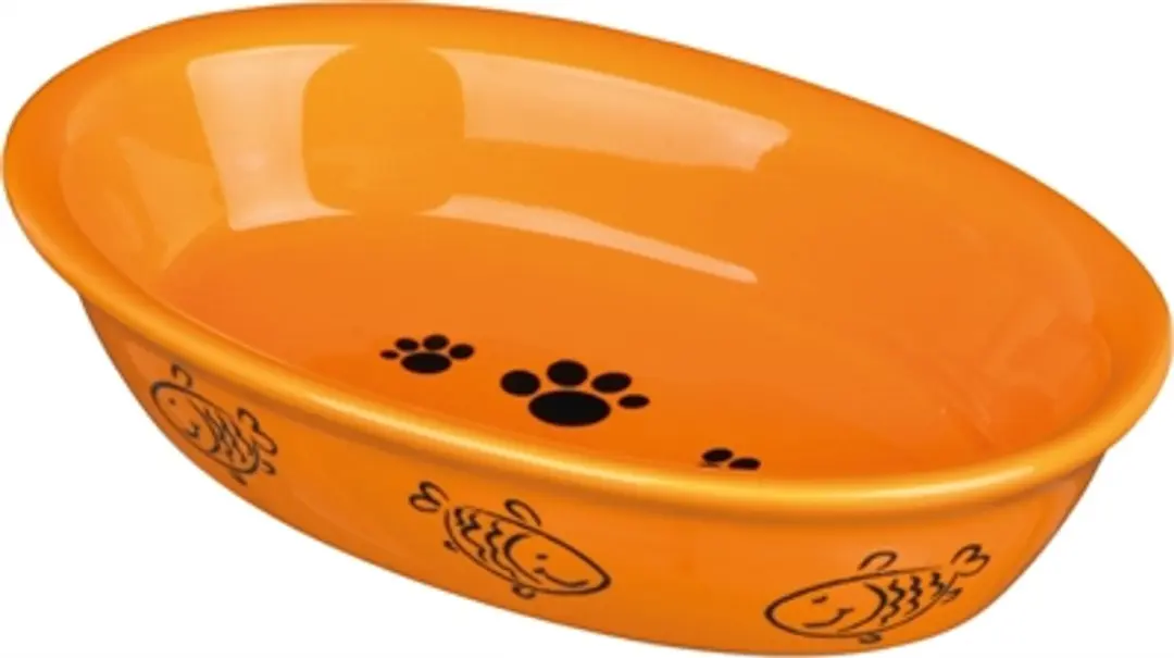 Trixie Keramiek Voerbak Waterbak Ovale Poot-/Vismotief - 15cm - Rood - afbeelding 2 van 6