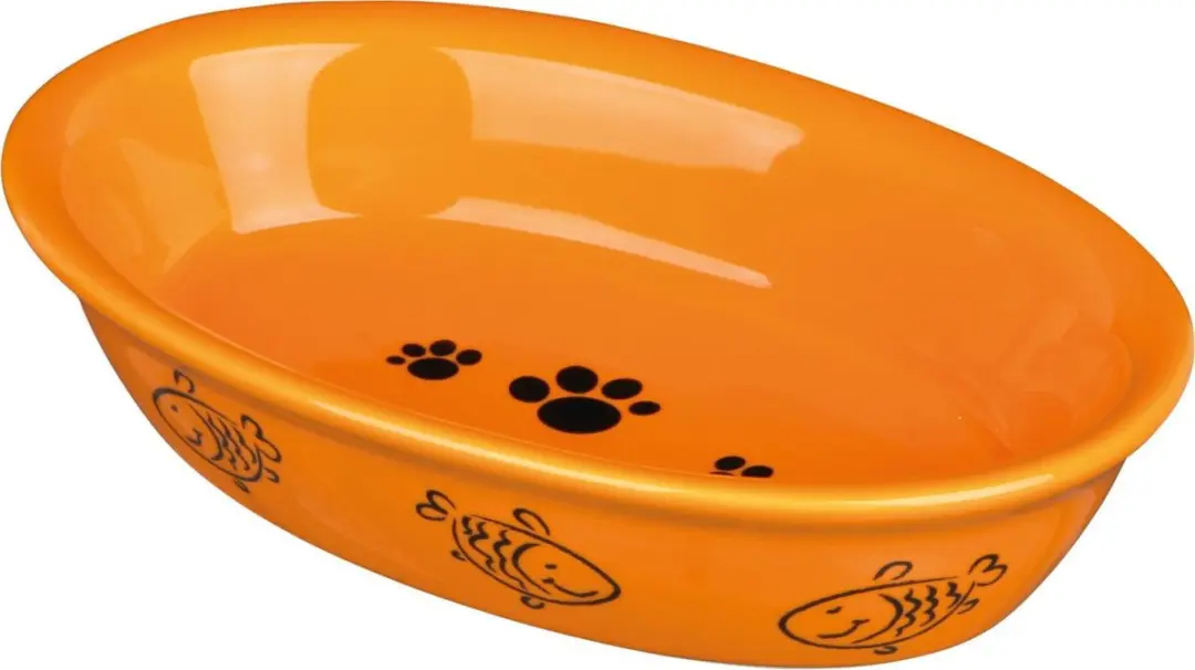 Trixie Keramiek Voerbak Waterbak Ovale Poot-/Vismotief - 15cm - Rood - afbeelding 4 van 6