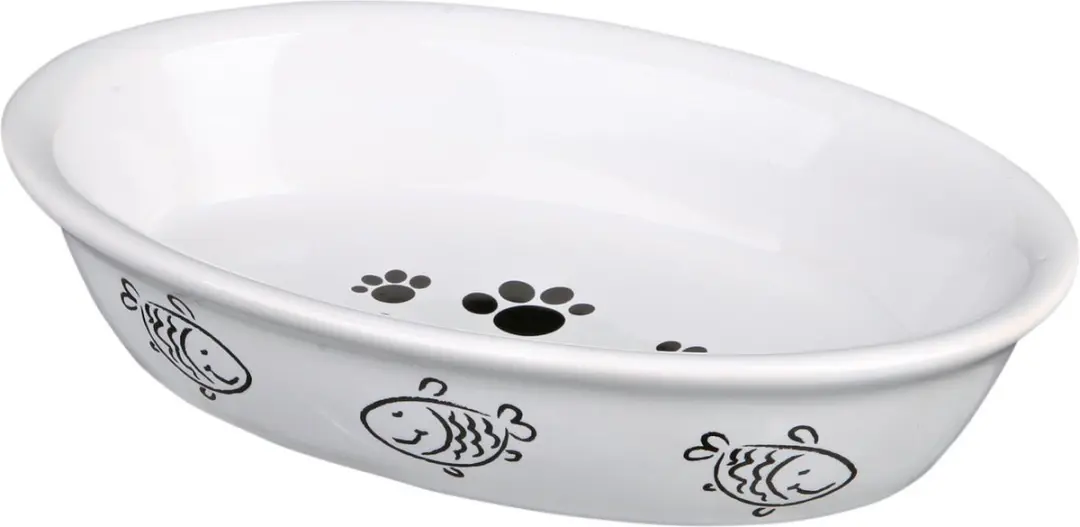 Trixie Keramiek Voerbak Waterbak Ovale Poot-/Vismotief - 15cm - Rood - afbeelding 5 van 6