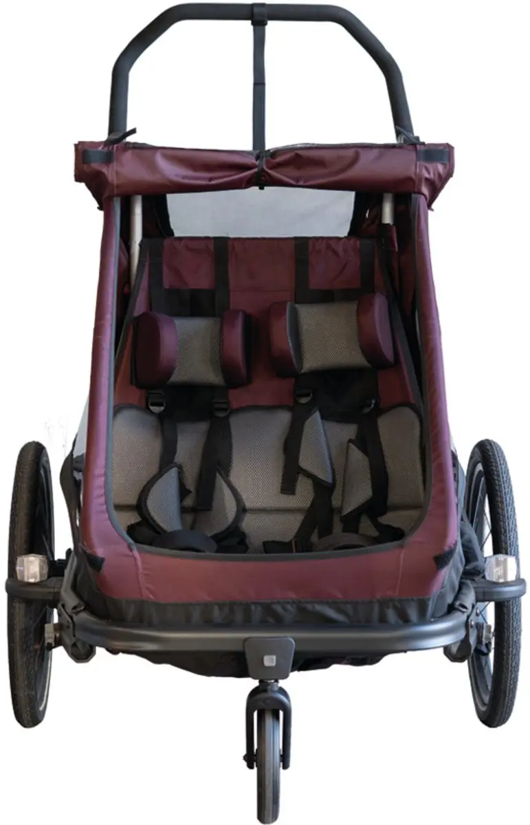 XLC Duo T Fietskar 3-in-1 - 2 Kinderen - Burgundy/Lilac - afbeelding 4 van 4