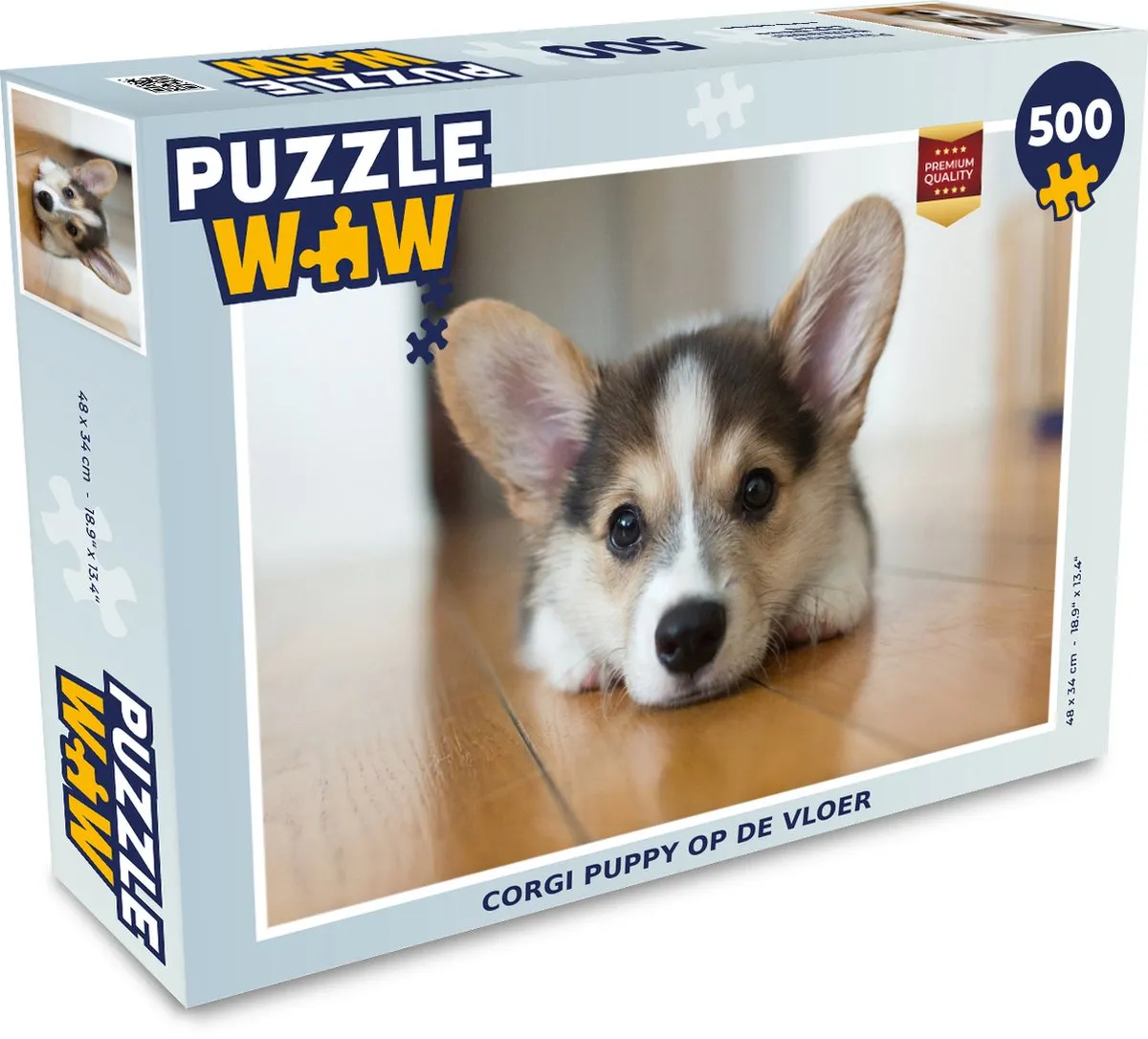 PuzzleWow Legpuzzel Corgi Puppy 500 Stuks - Multicolor