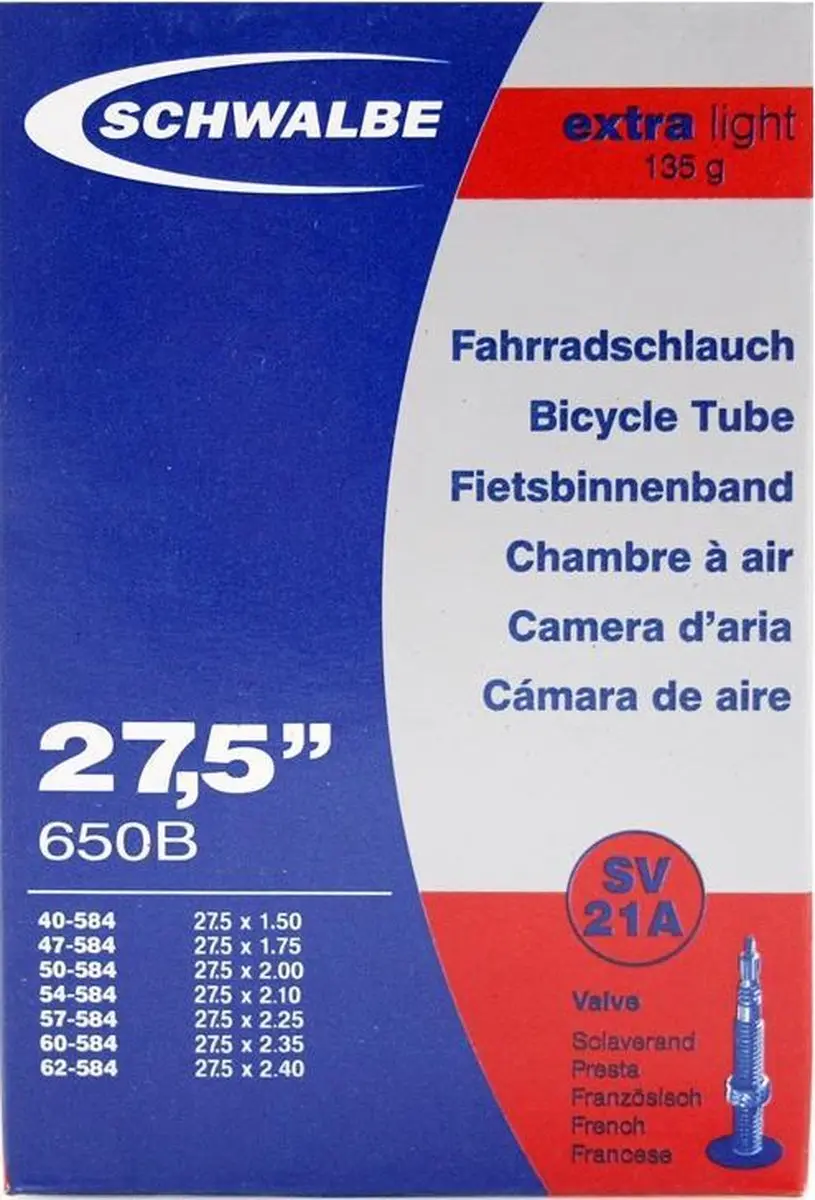Schwalbe SV21A Extra Light Binnenband 27.5" - 40mm Presta - afbeelding 2 van 6
