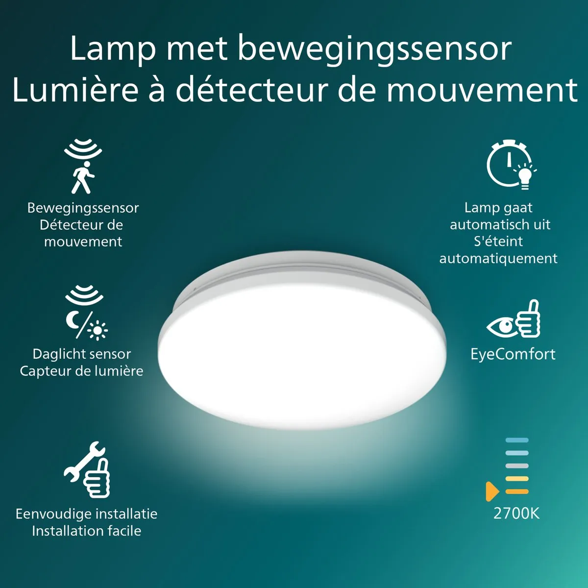 Philips Acuna Plafondlamp 21W Warmwit - Met Sensor