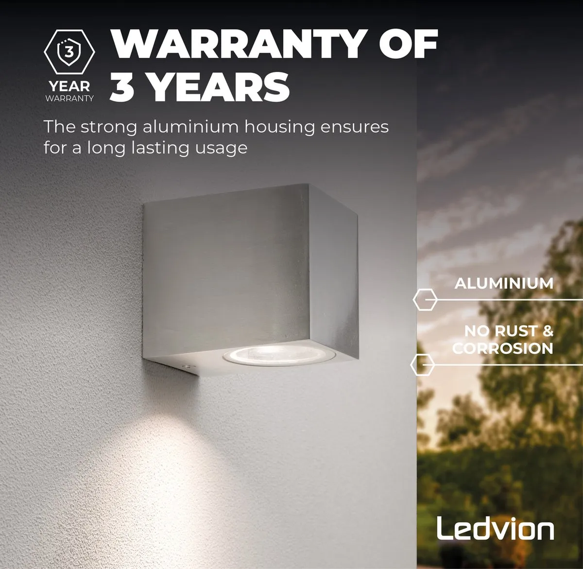 LEDVION San Diego LED Wandlamp GU10 - IP54 - RVS
