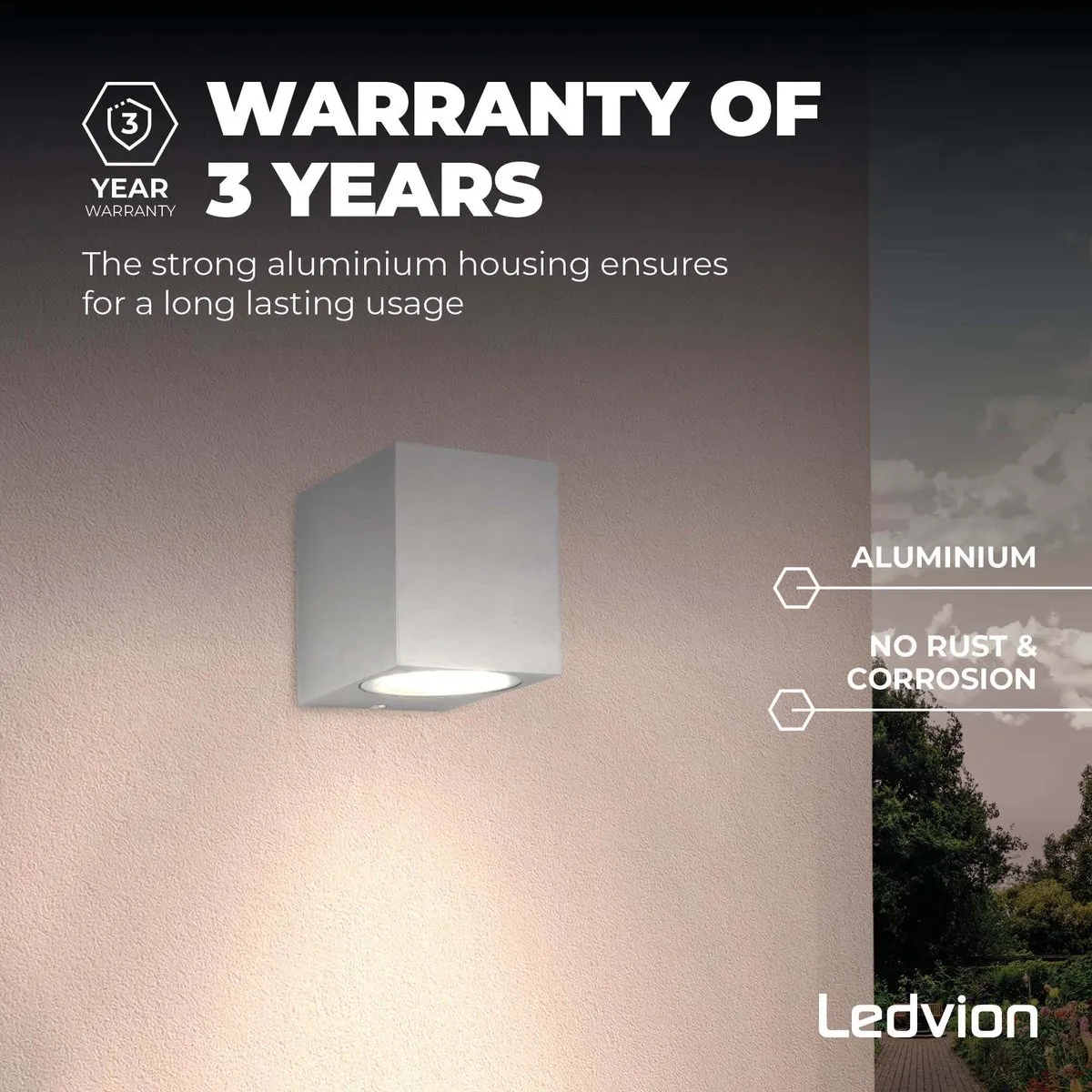 LEDVION San Diego LED Wandlamp GU10 - IP54 - RVS