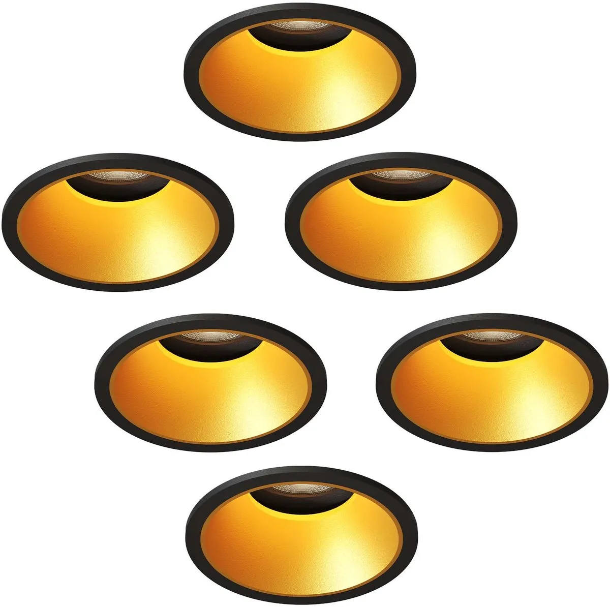 LEDVION 6x Inbouwspot Ø81mm Zwart/Goud