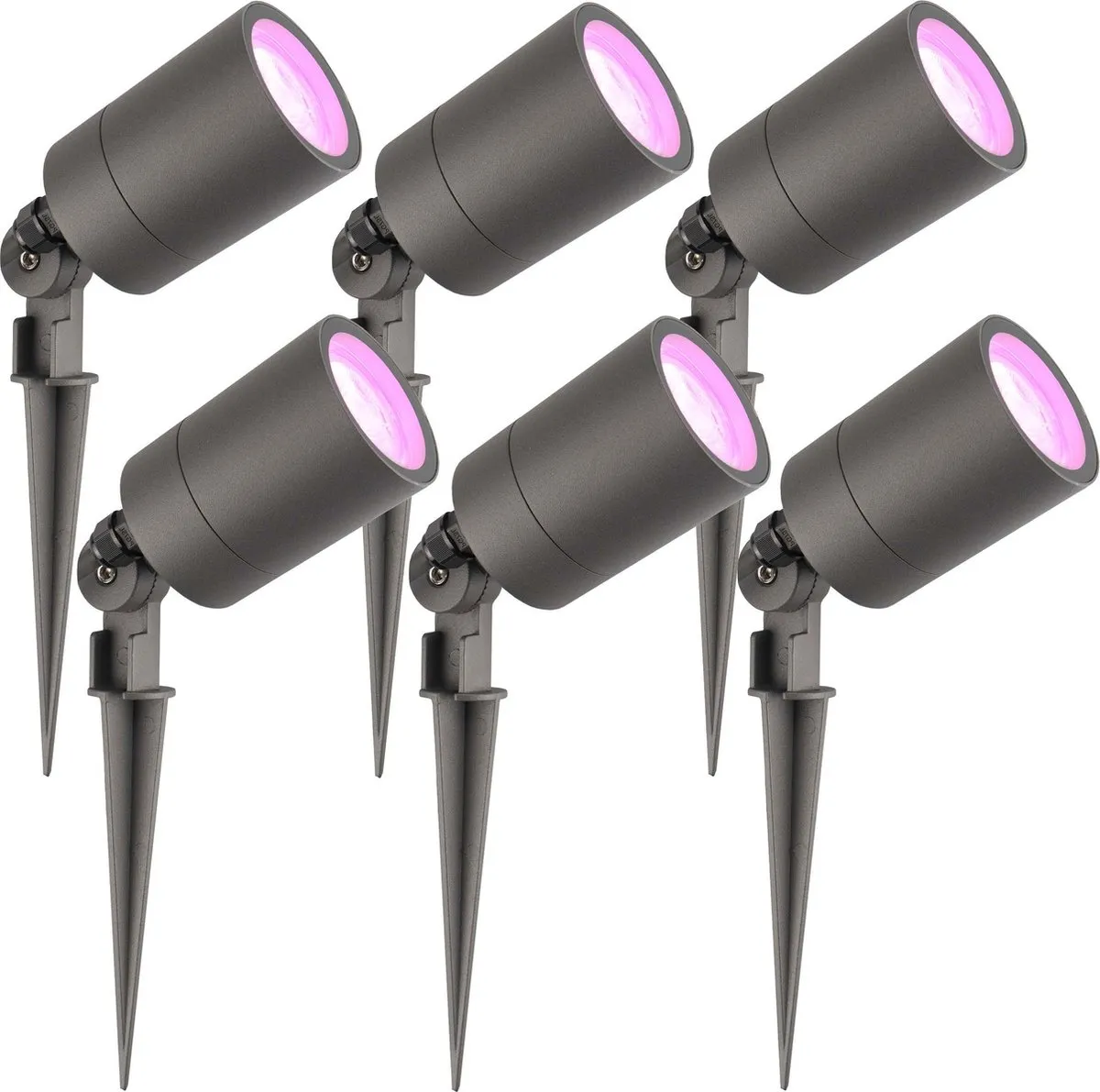 LEDVION 6X RGBWW Prikspots Antraciet IP65
