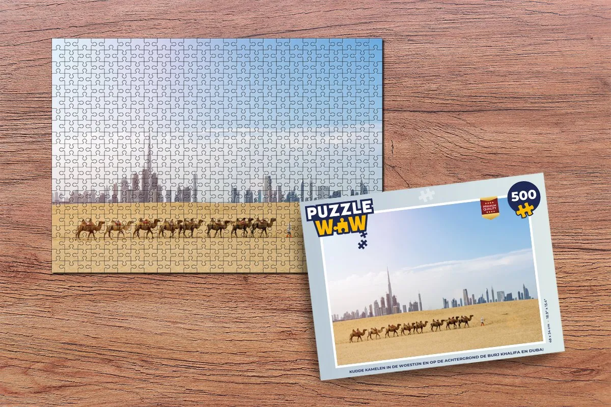 PuzzleWow Legpuzzel Kudde Kamelen Dubai 500 Stuks - Multicolor