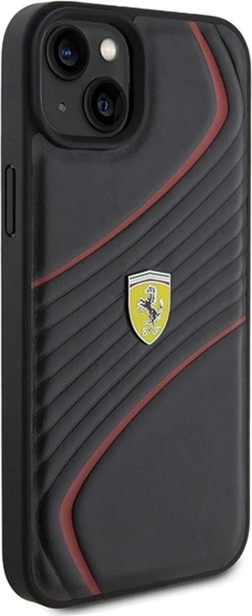 Ferrari Twist Metal Logo Back Case - iPhone 15 Plus - Zwart - afbeelding 6 van 6