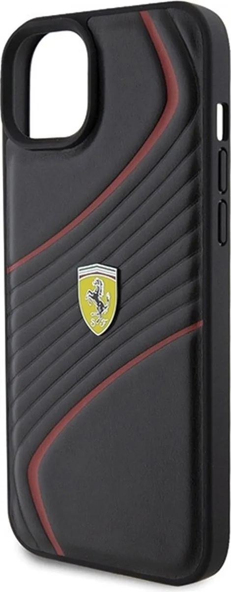 Ferrari Twist Metal Logo Back Case - iPhone 15 Plus - Zwart