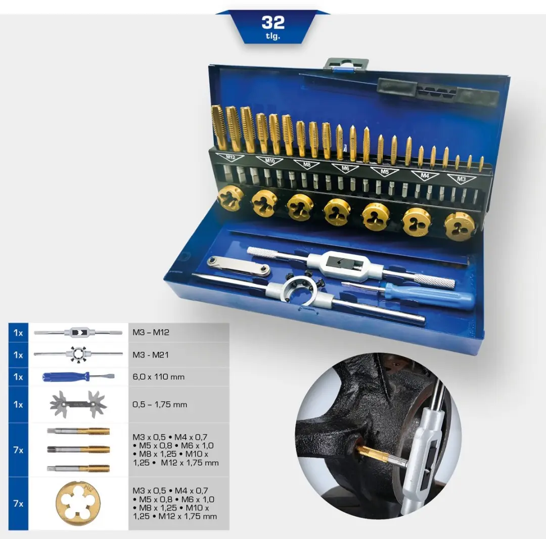 Brilliant Tools TiN Draadsnijgereedschapset BT101950 - 32-delig - afbeelding 5 van 5