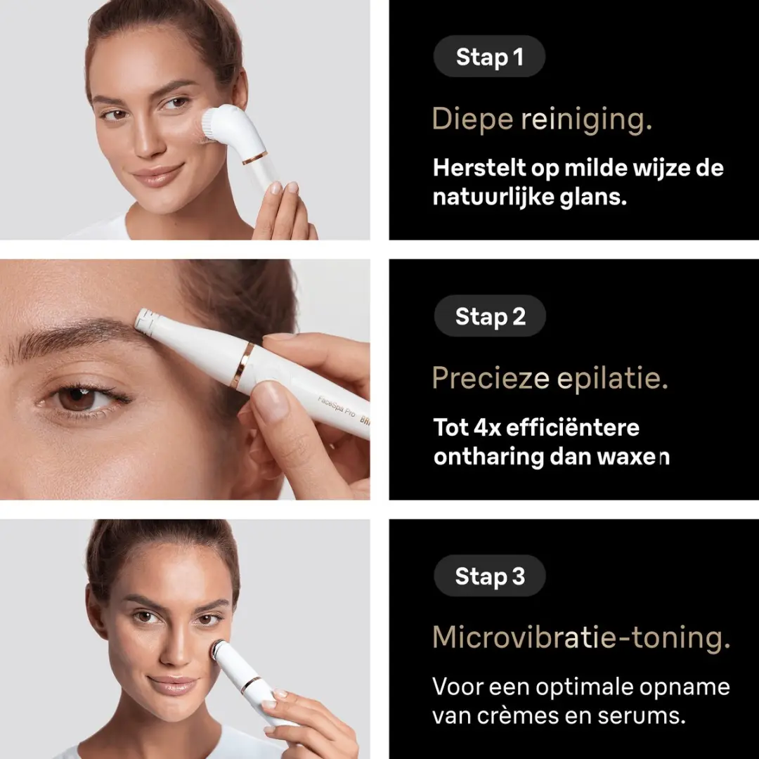 Braun FaceSpa Pro 911 Gezichtsepilator - Wit/Brons - afbeelding 6 van 6