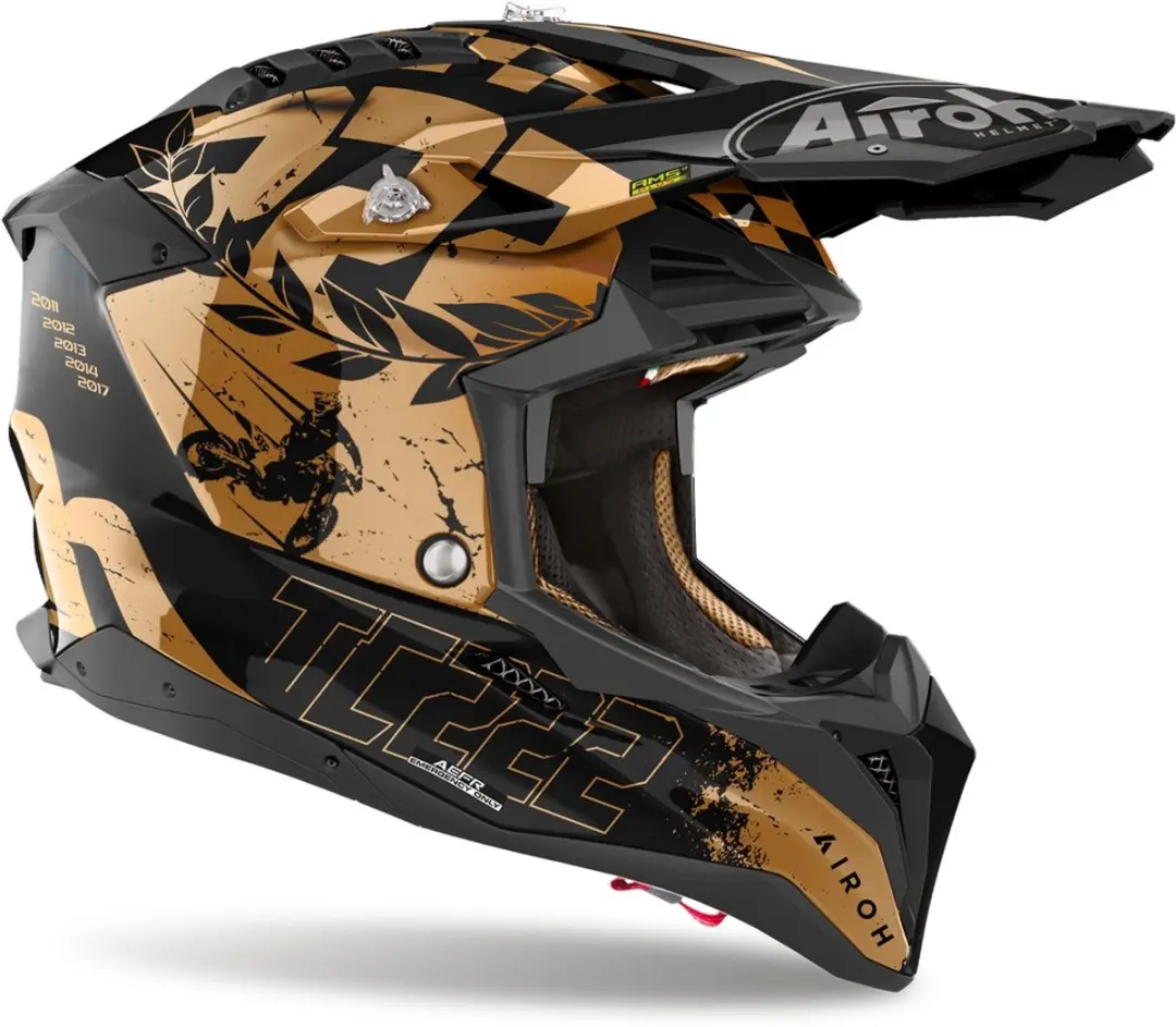 Airoh Aviator 3 TC222 The Legend Offroad Helm - S - Zwart/Goud - afbeelding 3 van 6