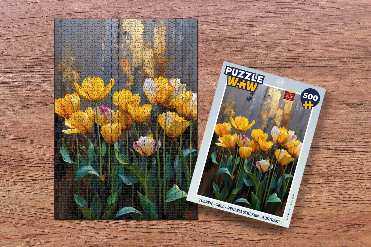 PuzzleWow Tulpen Geel Abstract Legpuzzel 500 Stuks