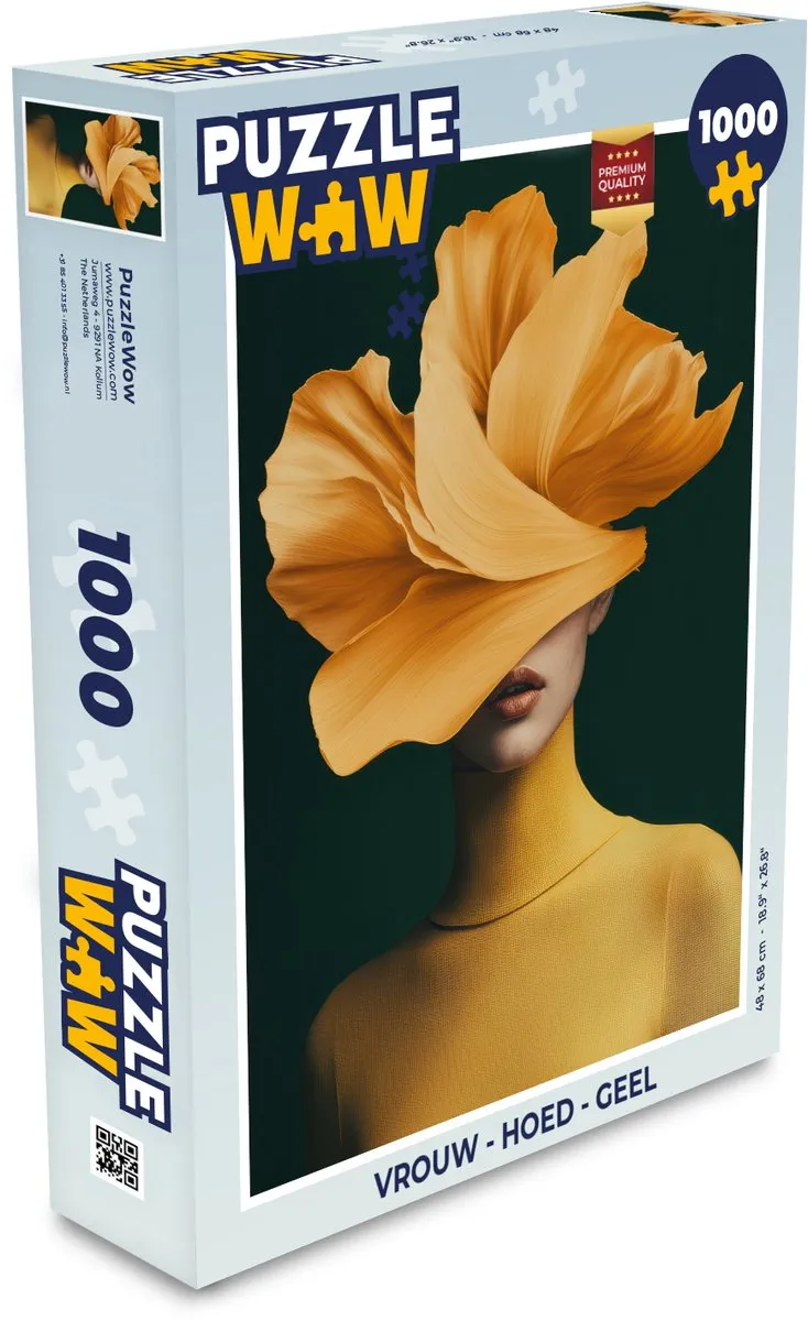 PuzzleWow Vrouw - Hoed Geel Legpuzzel 1000 Stuks