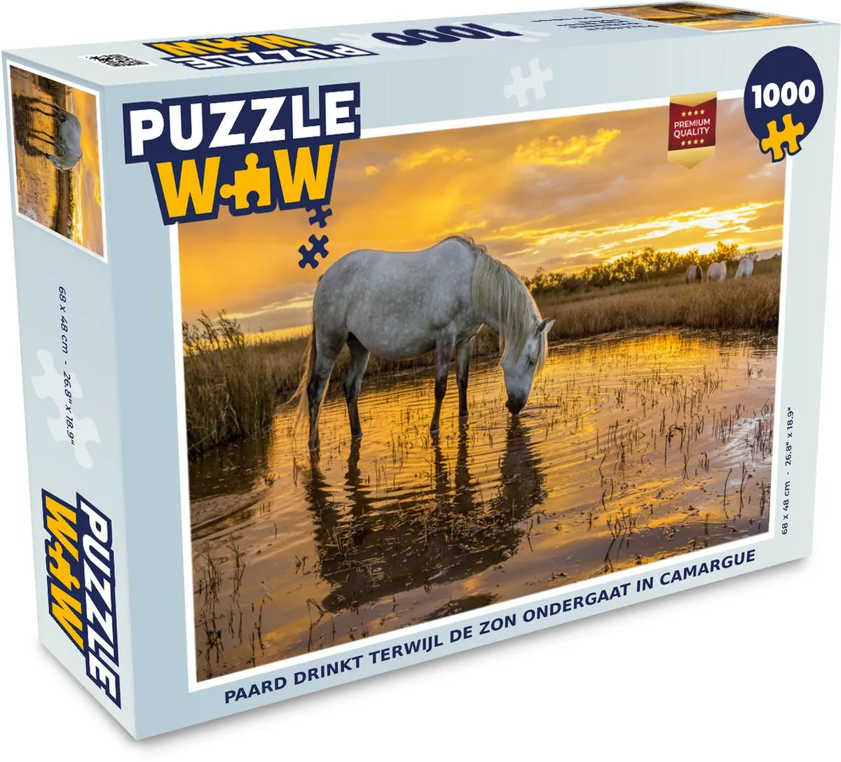 PuzzleWow Legpuzzel Paard Drinkt in de Camargue 1000 Stuks - Multicolor