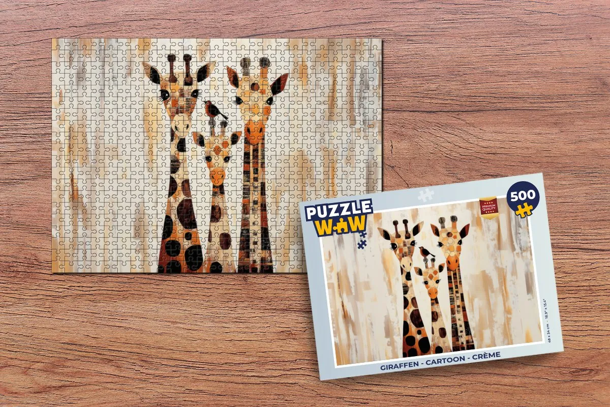 PuzzleWow Giraffen Legpuzzel 500 Stuks - Crème