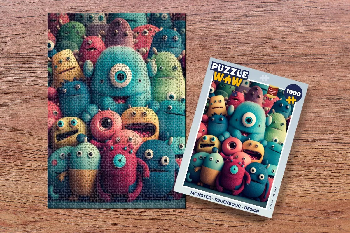 PuzzleWow Monster Regenboog Legpuzzel 1000 Stuks - Multicolor