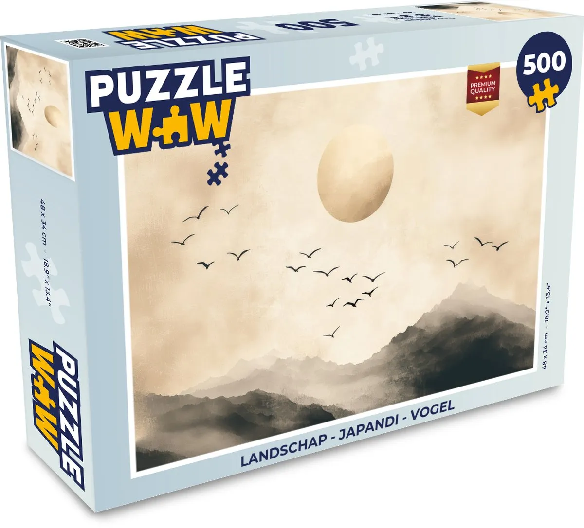 PuzzleWow Landschap Japandi Vogel Legpuzzel 500 Stuks