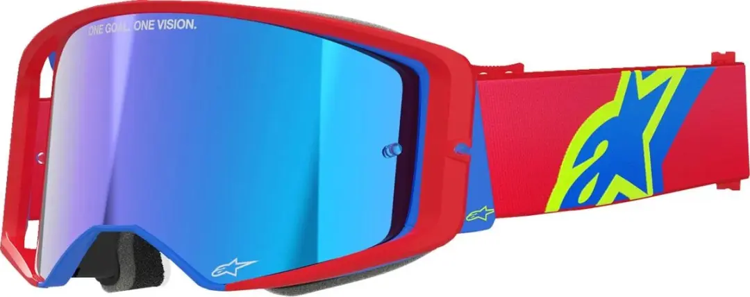 Alpinestars Supertech Corp Crossbril - Rood/Blauw - Blauwe spiegellens