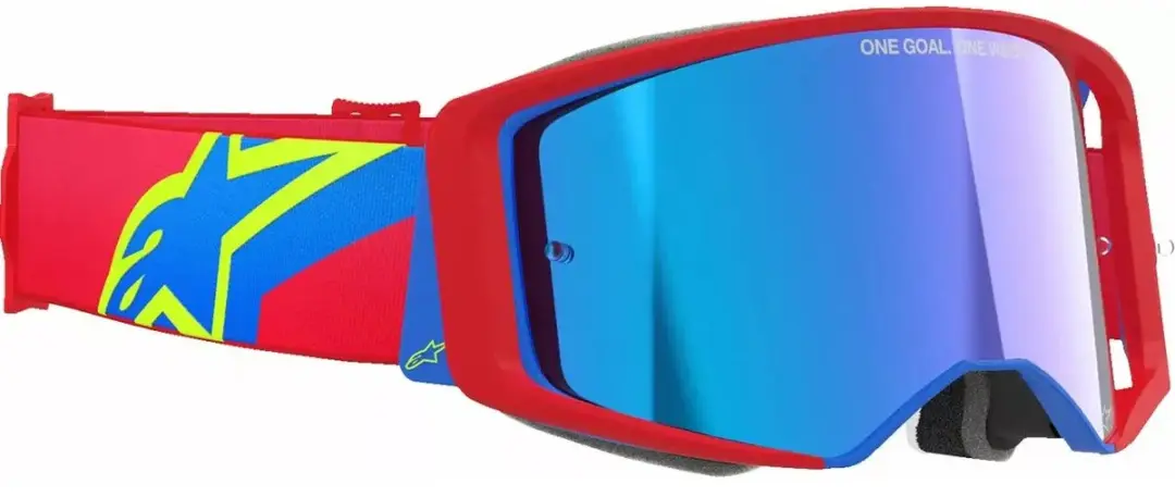 Alpinestars Supertech Corp Crossbril - Rood/Blauw - Blauwe spiegellens