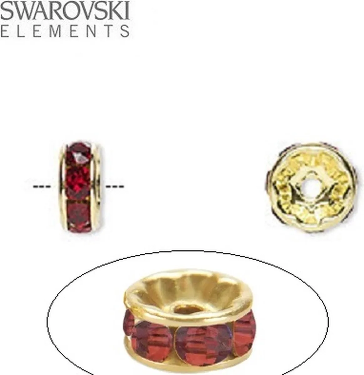 Swarovski Elements Strass Rondelle Spacer Kralen 6mm