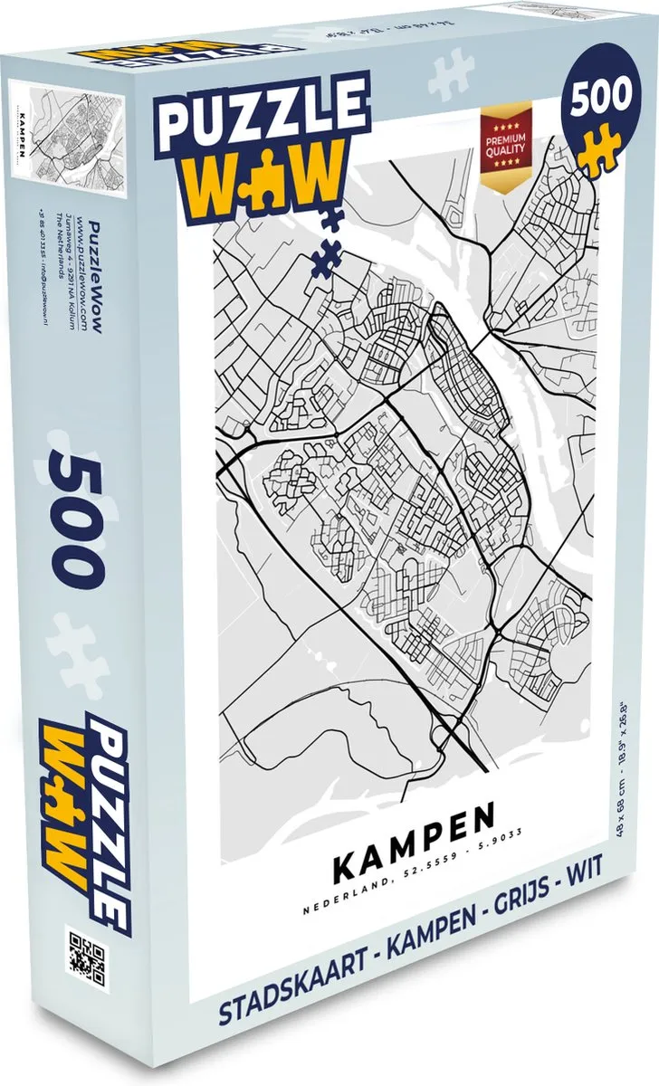 PuzzleWow Stadskaart Kampen Legpuzzel 500 Stuks